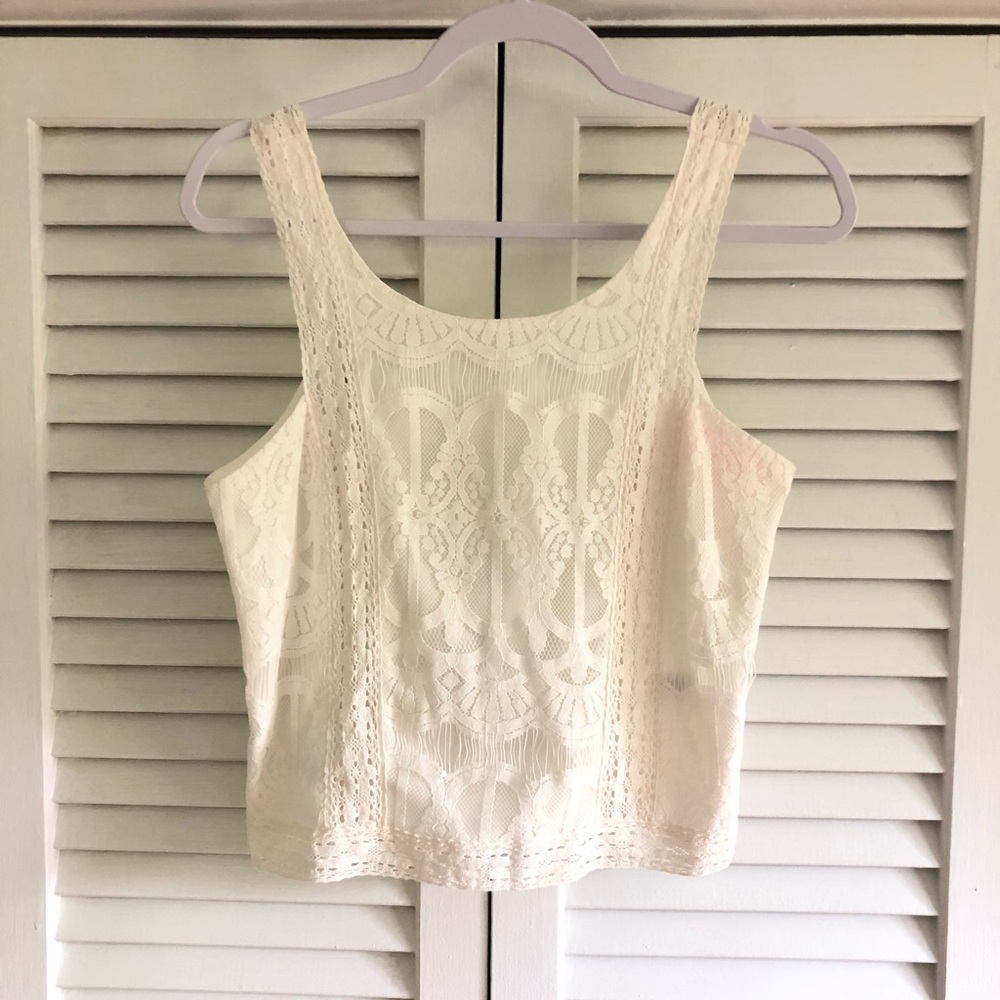 Cute, Lace, Crop Top Tank Top